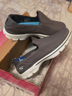 Skechers Women's Charcoal Gray Perforated Slip-On Casual Loafers